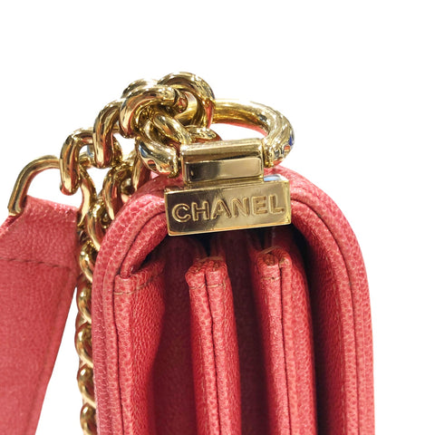 【中古】 CHANEL シャネル  ボーイシャネル キャンビア チェーンショルダー  ピンク GP金具 ショルダーバッグ AS0130 レディース 23032399 HO