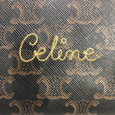 【中古】 CELINE セリーヌ トリオンフ チェーン付き  クラッチバッグ ミニチェーンバッグ 刺繡ロゴ 限定 23032400 HO