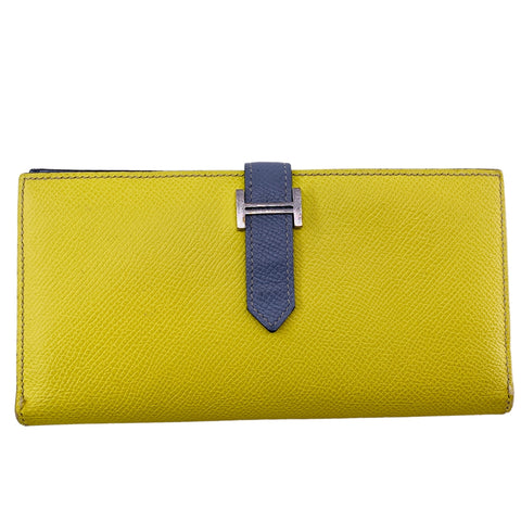 【中古】 HERMES エルメス  レディース財布   ベアンスフレ バイカラー ヴォーエプソン スフレ/ブルーライン □O刻印(2011年頃製造) 23033373 MK