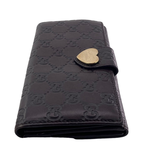 【中古】 GUCCI グッチ  ラブリーハート グッチシマ レザー 長財布 ブラウン メンズ 203550 23033375 AS