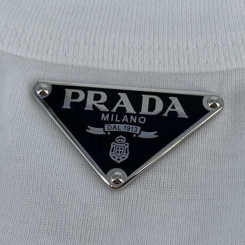 【中古】 PRADA プラダ リブニット ジャージー タンクトップ 36 39546X_10Z0_F0009_S_222 ホワイト 白 プレート ロゴ トップス 23033387 RS