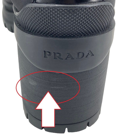 【中古】 PRADA プラダ ブラッシュドレザー ナイロン レースアップ ブーティ 1T708M_3LFU_F0002_F_055 レディース 黒 23033712 AS