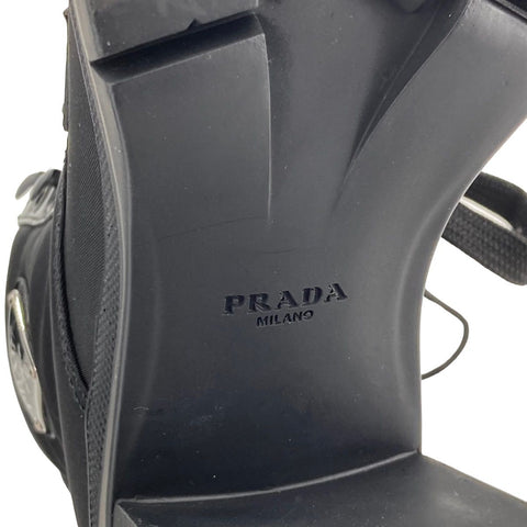 【中古】 PRADA プラダ ブラッシュドレザー ナイロン レースアップ ブーティ 1T708M_3LFU_F0002_F_055 レディース 黒 23033712 AS