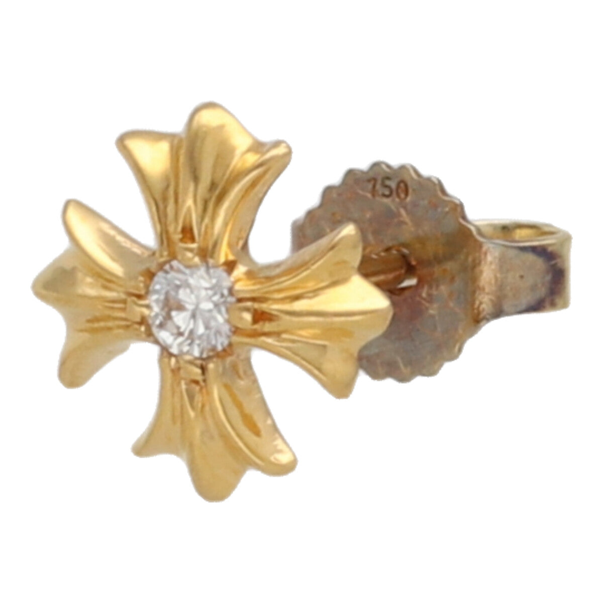 【中古】 CHROME HEARTS クロムハーツ プラス スタッド ピアス 22K ダイヤモンド ゴールド クロス イヤリング 1PD 23034582 RS