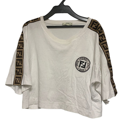 【中古】 Fendi フェンディ クロップド ジャージー Tシャツ FAF114 ADHA FOZNM 半袖 ワッペン FF柄 ロゴ カットソー トップス レディース 23035251 AO