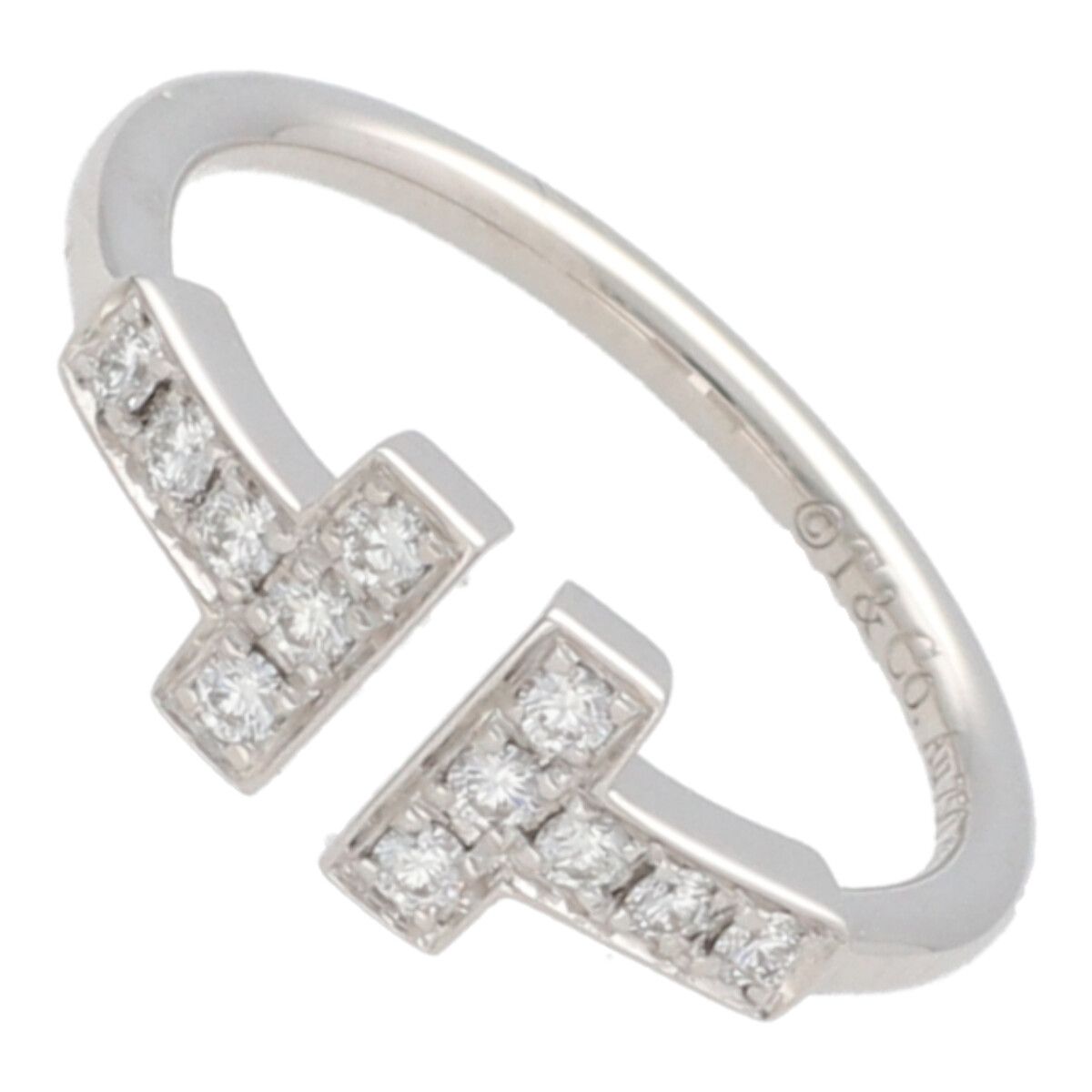 【中古】Tiffany ＆ Co. ティファニー 指輪 60147232 Tワイヤーリング K18ホワイトゴールド ダイヤモンド 23035373 MK