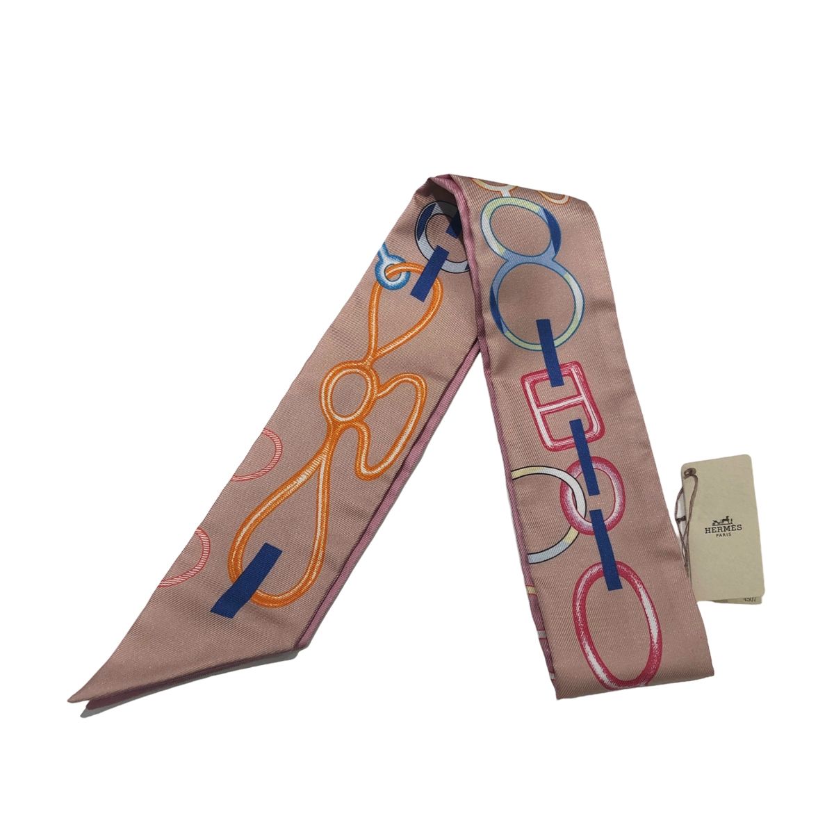 【中古】 HERMES エルメス  レディーススカーフ   ツイリー スカーフ ピンク 23035497 NT