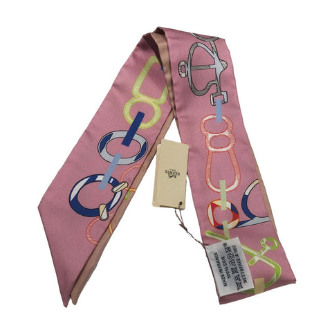 【中古】 HERMES エルメス  レディーススカーフ   ツイリー スカーフ ピンク 23035497 NT