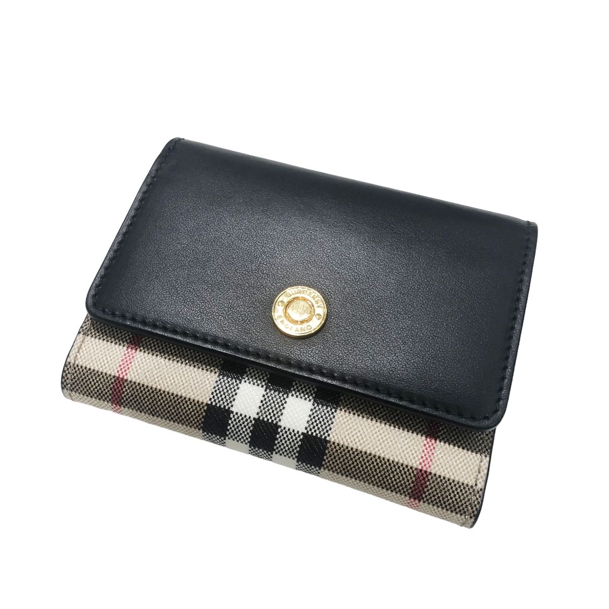 【中古】 BURBERRY バーバリー  メンズ財布   ヴィンテージチェック＆レザー スモール フォールディングウォレット 23035897 NT