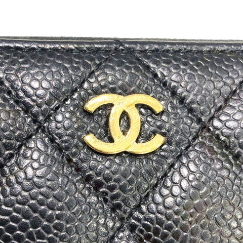 【中古】 CHANEL シャネル  A50097 マトラッセ キャビア ラウンドファスナー  ウォレット ブラック GP金具 長財布 レディース 23036262 HO