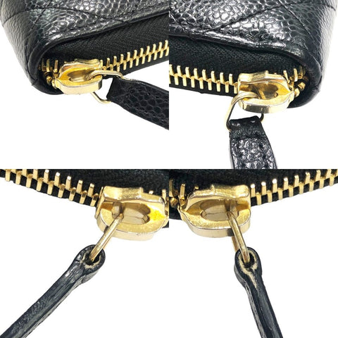 【中古】 CHANEL シャネル  A50097 マトラッセ キャビア ラウンドファスナー  ウォレット ブラック GP金具 長財布 レディース 23036262 HO