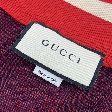 【中古】 GUCCI グッチ GGジャカード コットン ジャケット XL 496919 ネイビー レッド トラック ジャージー テクニカル  23037342 RS