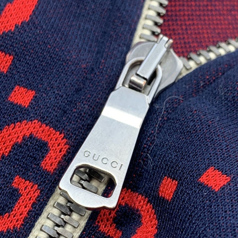 【中古】 GUCCI グッチ GGジャカード コットン ジャケット XL 496919 ネイビー レッド トラック ジャージー テクニカル  23037342 RS