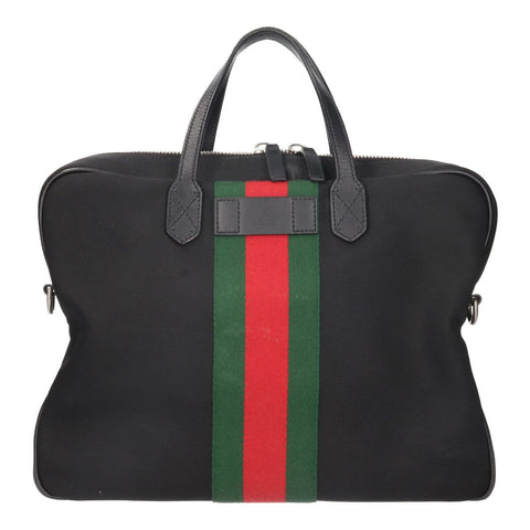 【中古】 GUCCI グッチ GGウェブ ブリーフケース 630922 ブラック 黒 ビジネスバッグ ハンドバッグ トートバッグ ストライプ  23037369 RS