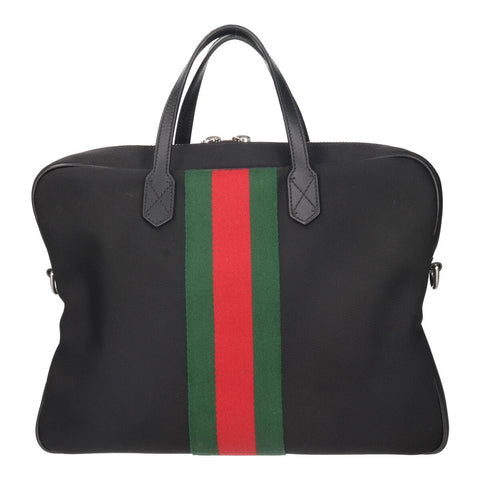 【中古】 GUCCI グッチ GGウェブ ブリーフケース 630922 ブラック 黒 ビジネスバッグ ハンドバッグ トートバッグ ストライプ  23037369 RS