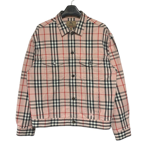 【中古】 BURBERRY バーバリー Supreme シュプリーム デニムジャケット M ピンク ヴィンテージチェック ノヴァチェック コラボ Gジャン ブルゾン アウター 23038054 RS