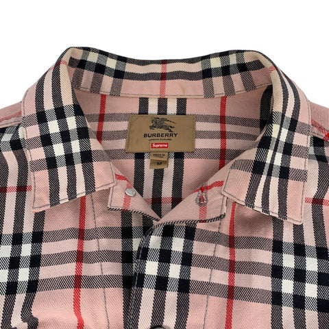 【中古】 BURBERRY バーバリー Supreme シュプリーム デニムジャケット M ピンク ヴィンテージチェック ノヴァチェック コラボ Gジャン ブルゾン アウター 23038054 RS