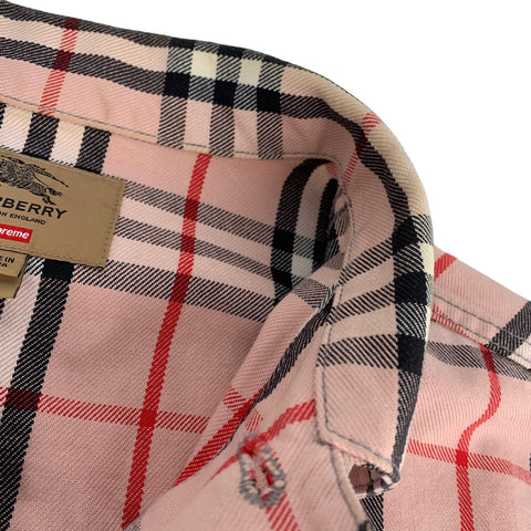 【中古】 BURBERRY バーバリー Supreme シュプリーム デニムジャケット M ピンク ヴィンテージチェック ノヴァチェック コラボ Gジャン ブルゾン アウター 23038054 RS