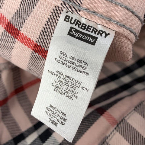 【中古】 BURBERRY バーバリー Supreme シュプリーム デニムジャケット M ピンク ヴィンテージチェック ノヴァチェック コラボ Gジャン ブルゾン アウター 23038054 RS