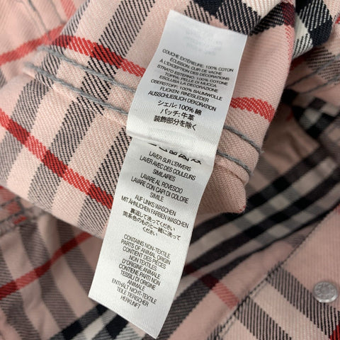 【中古】 BURBERRY バーバリー Supreme シュプリーム デニムジャケット M ピンク ヴィンテージチェック ノヴァチェック コラボ Gジャン ブルゾン アウター 23038054 RS