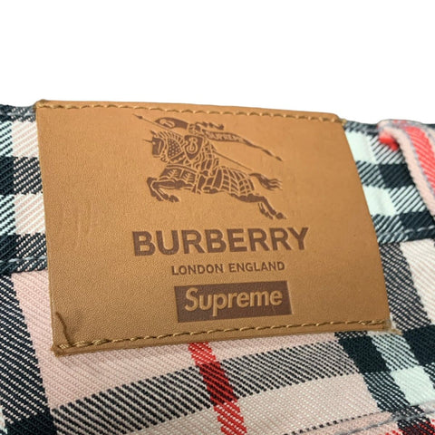 【中古】 BURBERRY バーバリー  Supreme シュプリーム デニムショーツ 32 ピンク ヴィンテージチェック ノヴァチェック コラボ パンツ ハーフパンツ ボトムス ズボン 半ズボン 23038055 RS