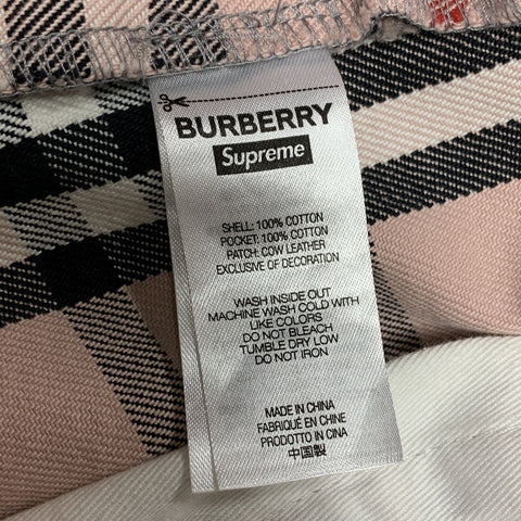 【中古】 BURBERRY バーバリー  Supreme シュプリーム デニムショーツ 32 ピンク ヴィンテージチェック ノヴァチェック コラボ パンツ ハーフパンツ ボトムス ズボン 半ズボン 23038055 RS