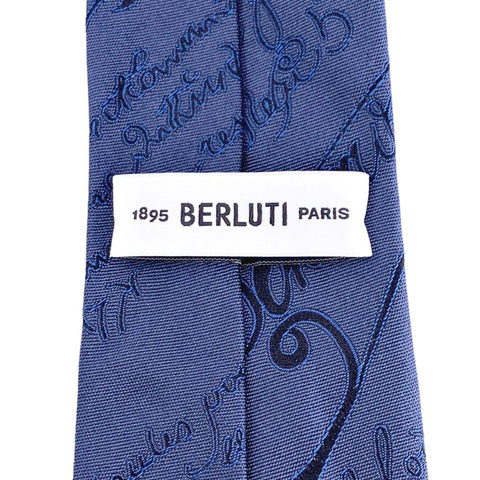 【中古】 Berluti ベルルッティ  ネクタイ   カリグラフィ ネクタイ ブルー 23038057 YM