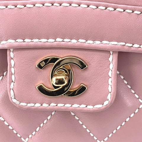 【中古】 CHANEL シャネル ワイルドステッチ ハンドバッグ トップハンドル ターンロック ココマーク ラムスキン ショルダー ヴィンテージ レディース 23038208 AO