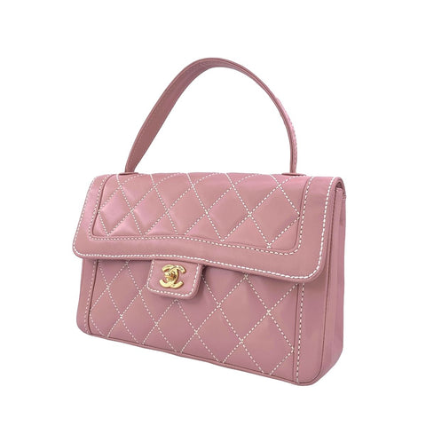 【中古】 CHANEL シャネル ワイルドステッチ ハンドバッグ トップハンドル ターンロック ココマーク ラムスキン ショルダー ヴィンテージ レディース 23038208 AO