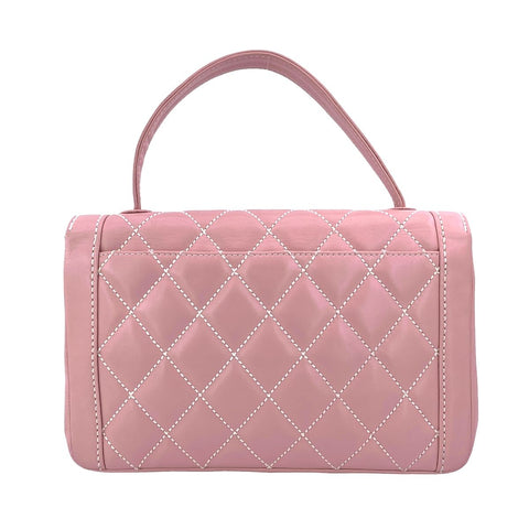 【中古】 CHANEL シャネル ワイルドステッチ ハンドバッグ トップハンドル ターンロック ココマーク ラムスキン ショルダー ヴィンテージ レディース 23038208 AO