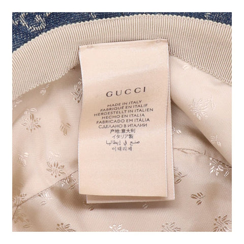 【中古】 GUCCI グッチ GGキャンバス デニム バケットハット M 576371 インディゴ ブルー ブラウン 総柄  フェドラハット 帽子 23039139 RS