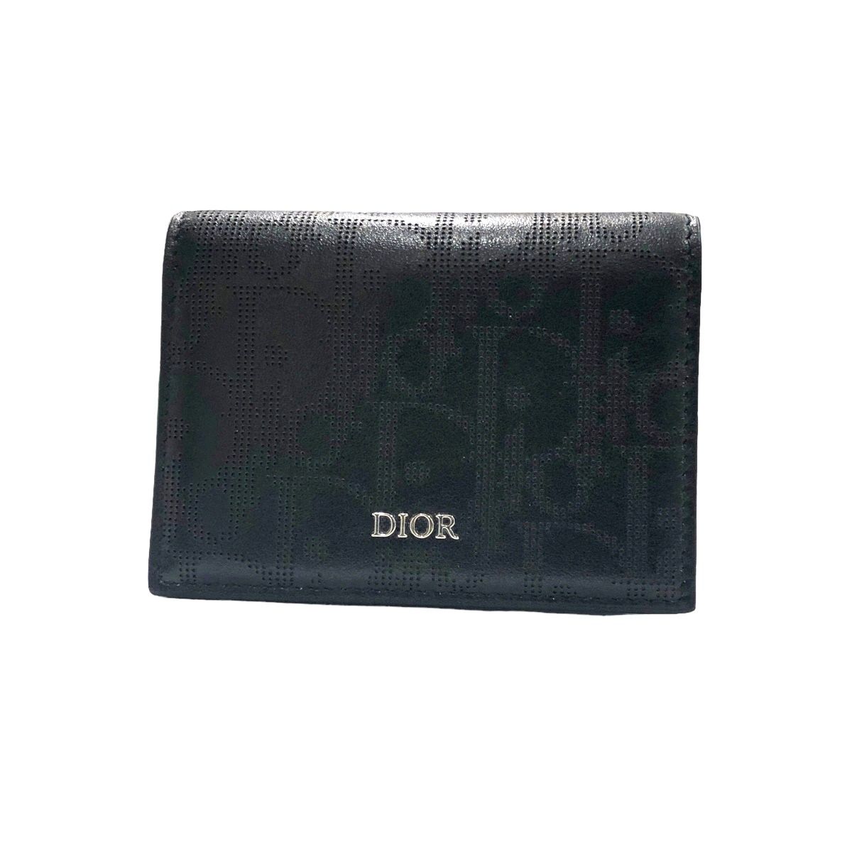 【中古】 Christian Dior クリスチャン・ディオール  2ESCH136VPD_H03E ビジネスカードホルダー オブリーク レザー ブラック メンズ カードケース 23039497 HO