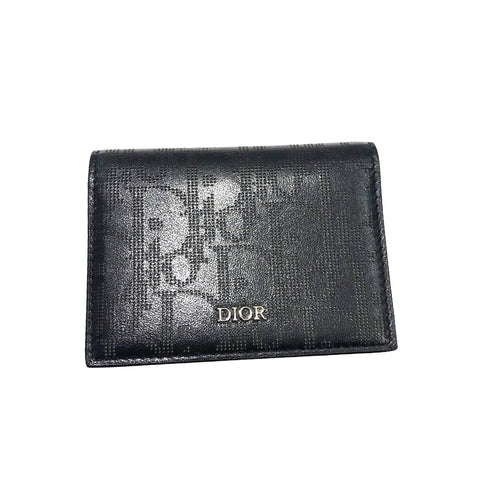 【中古】 Christian Dior クリスチャン・ディオール  2ESCH136VPD_H03E ビジネスカードホルダー オブリーク レザー ブラック メンズ カードケース 23039497 HO