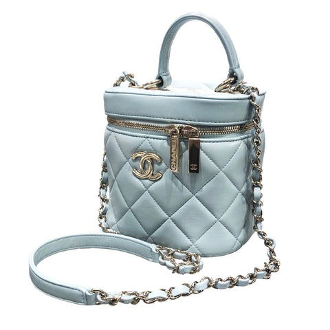 【中古】 CHANEL シャネル  ショルダーバッグ AS1626 マトラッセ バニティ チェーンショルダーポーチ ライトブルー 23041532 AK