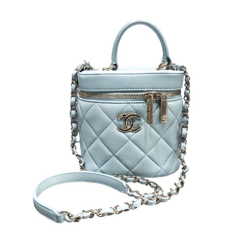 【中古】 CHANEL シャネル  ショルダーバッグ AS1626 マトラッセ バニティ チェーンショルダーポーチ ライトブルー 23041532 AK