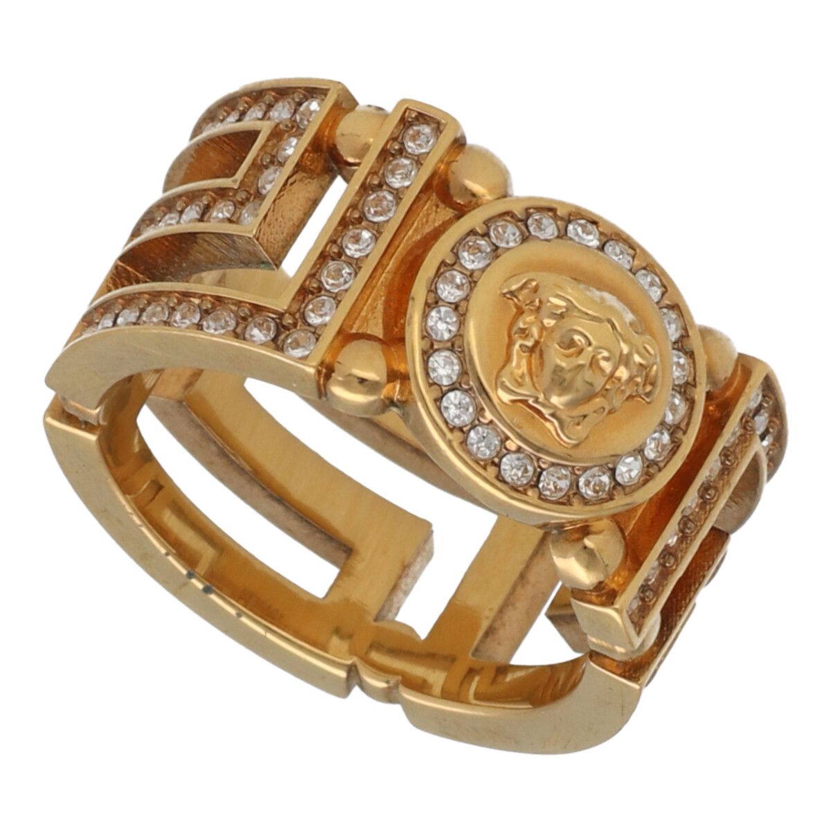 【中古】 VERSACE ヴェルサーチ クリスタル メドゥーサ グレカ リング 1006571 ゴールド 指輪 23041544DS