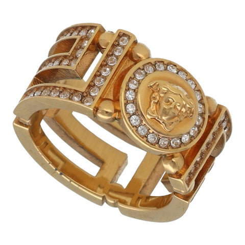 【中古】 VERSACE ヴェルサーチ クリスタル メドゥーサ グレカ リング 1006571 ゴールド 指輪 23041544DS