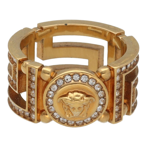 【中古】 VERSACE ヴェルサーチ クリスタル メドゥーサ グレカ リング 1006571 ゴールド 指輪 23041544DS