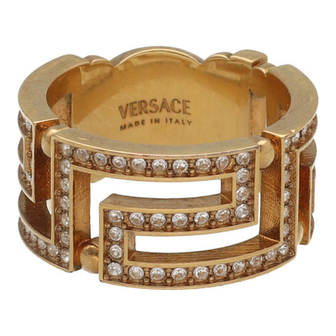 【中古】 VERSACE ヴェルサーチ クリスタル メドゥーサ グレカ リング 1006571 ゴールド 指輪 23041544DS