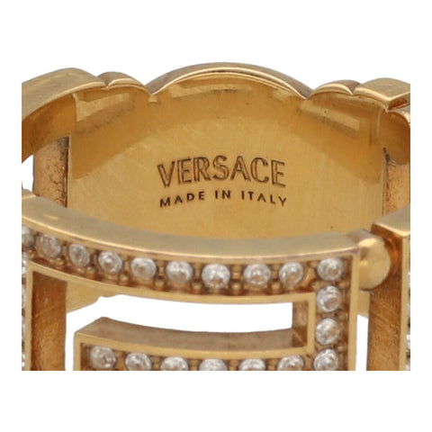 【中古】 VERSACE ヴェルサーチ クリスタル メドゥーサ グレカ リング 1006571 ゴールド 指輪 23041544DS