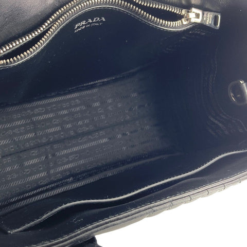 【中古】 PRADA プラダ ダイアグラム レザー ハンドバッグ 1BA165 レディース ブラック 鞄 23042904 AS